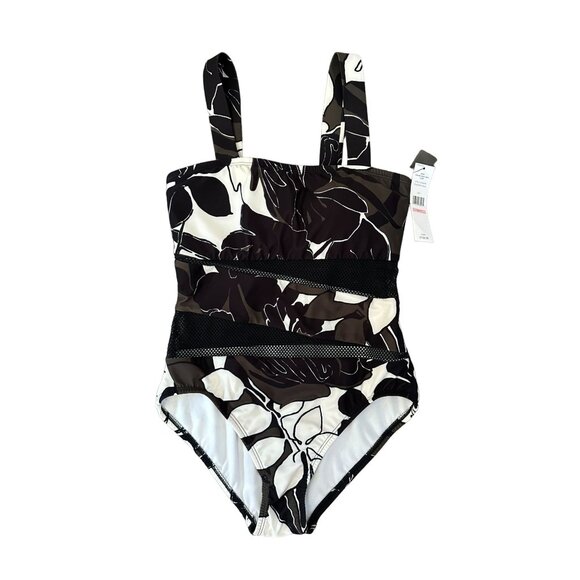 CARMEN MARC VALVO Floral Mesh Swimsuit Sz 10 NEW - Picture 1 of 5